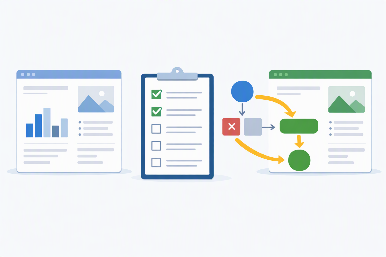 Illustration of comparing customer journey analytics software options